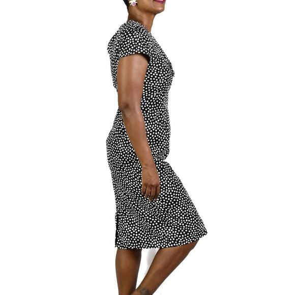 Vintage Howard Wolf Dress Black and White Cap Sleeve Shoulder Pads Dotted Small - Picture 11 of 12